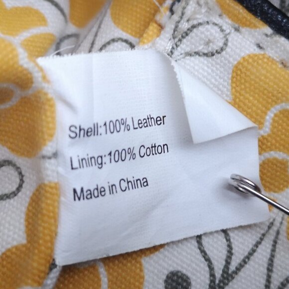 Emma Fox Fold Over Tan & Black w/ Red Handles Genuine Leather Lined Handbag - Picture 9 of 12